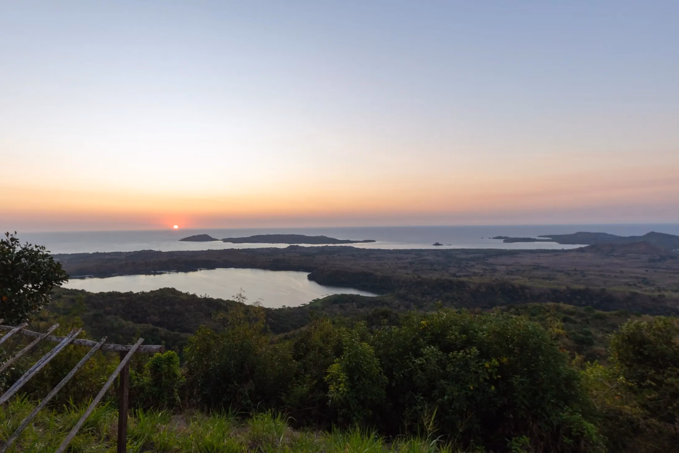 View over forests, beaches and ocean from Mont Passot